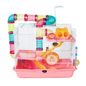 LittleZoo Harvey Explorer 3 Pink Hamster, Mouse, Gerbil Cage 