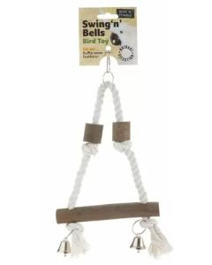 Swing N Bells Natural Wood & Rope Climber